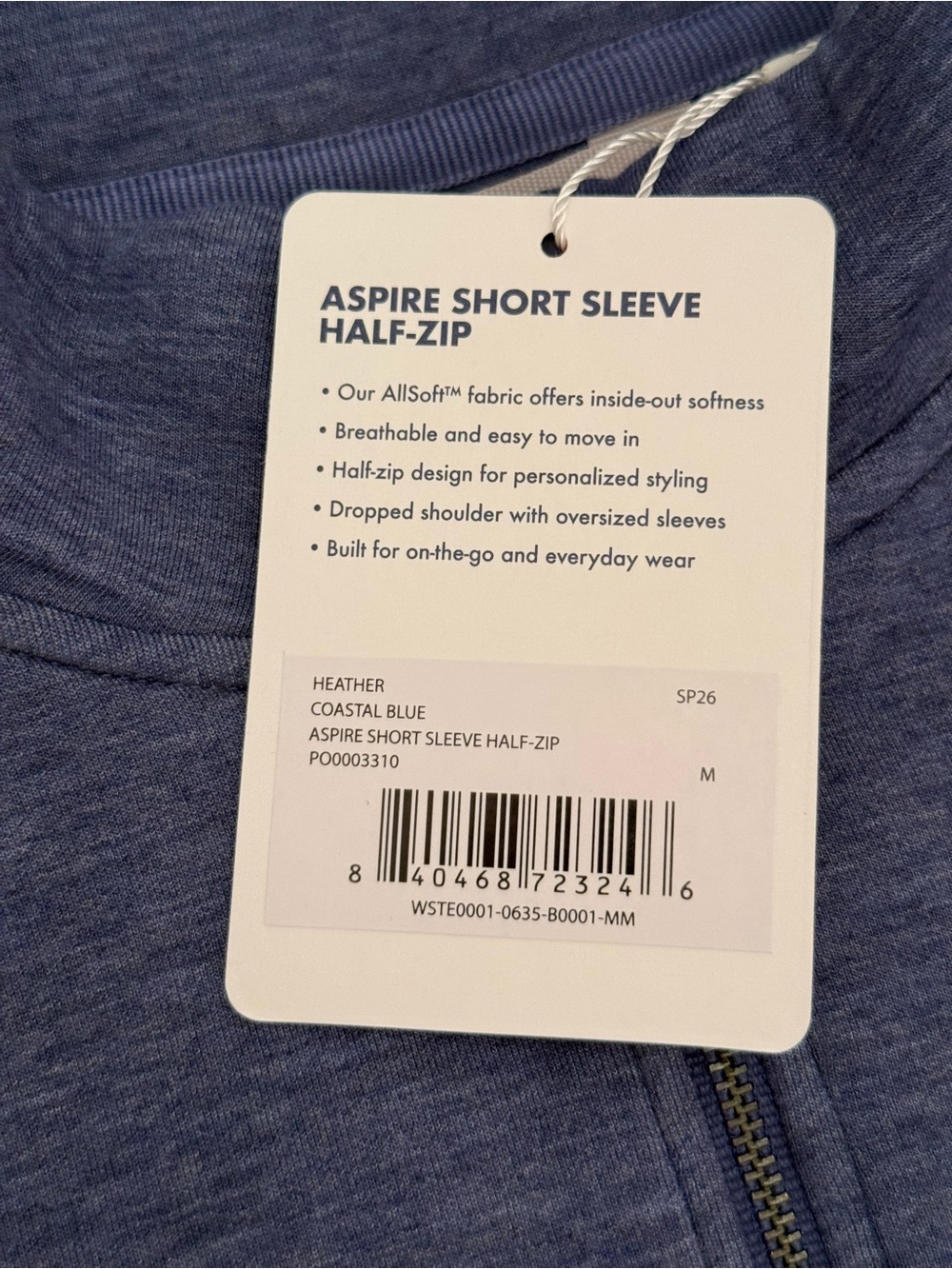 RHOBACK Aspire Short Sleeve Half-Zip COSTAL BLUE - Picture 5 of 8
